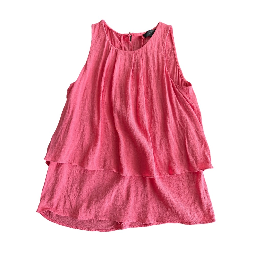 J.Crew Sleeveless Tiered Tank Top Coral Pink Summer Business Casual Size 2